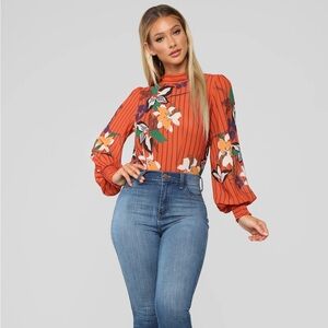 Fashion Nova Kathleen Floral Top Work Blouse